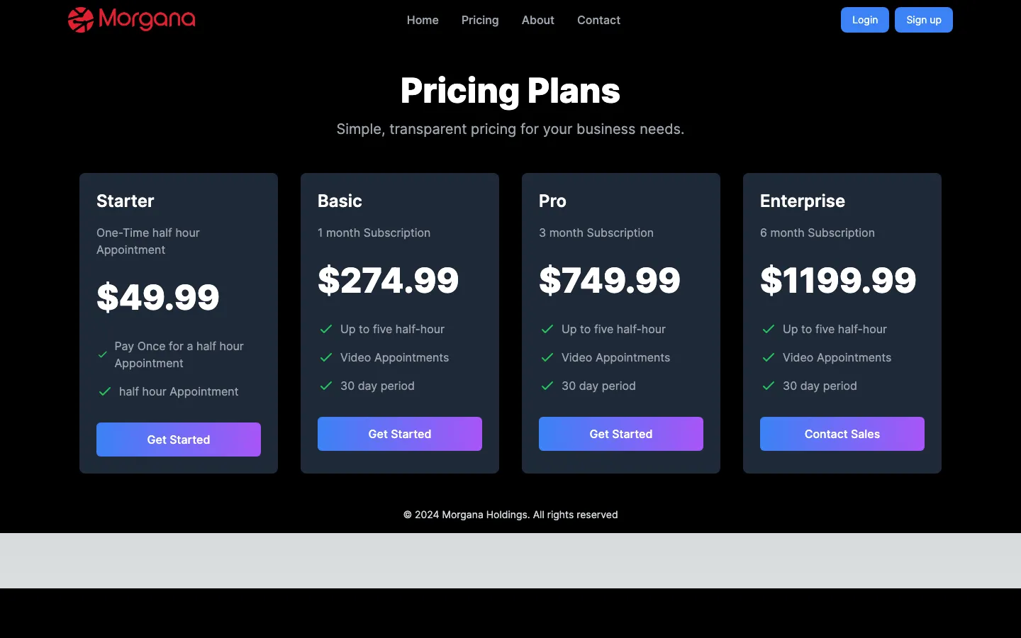 Pricing plans: a one-off session and one-, three- and six-month subscriptions