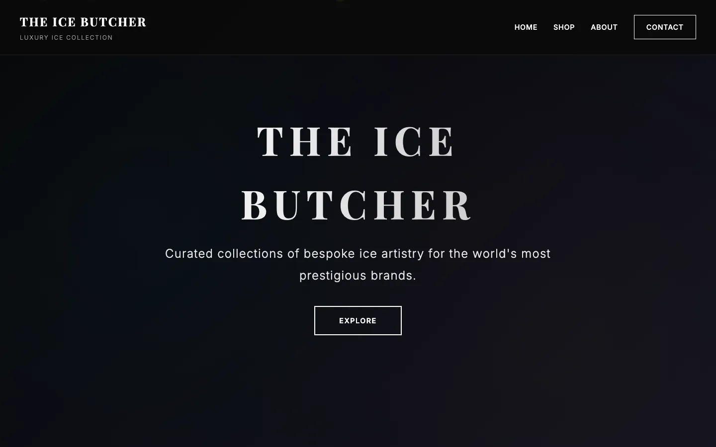 The Ice Butcher luxury ice collection homepage