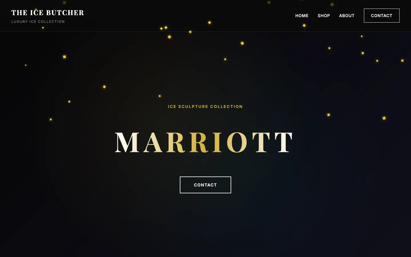 A branded ice sculpture collection page for Marriott